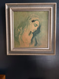 Jäljennös Helene Schjerfbeckin taulusta "Sininen madonna El Grecon mukaan"