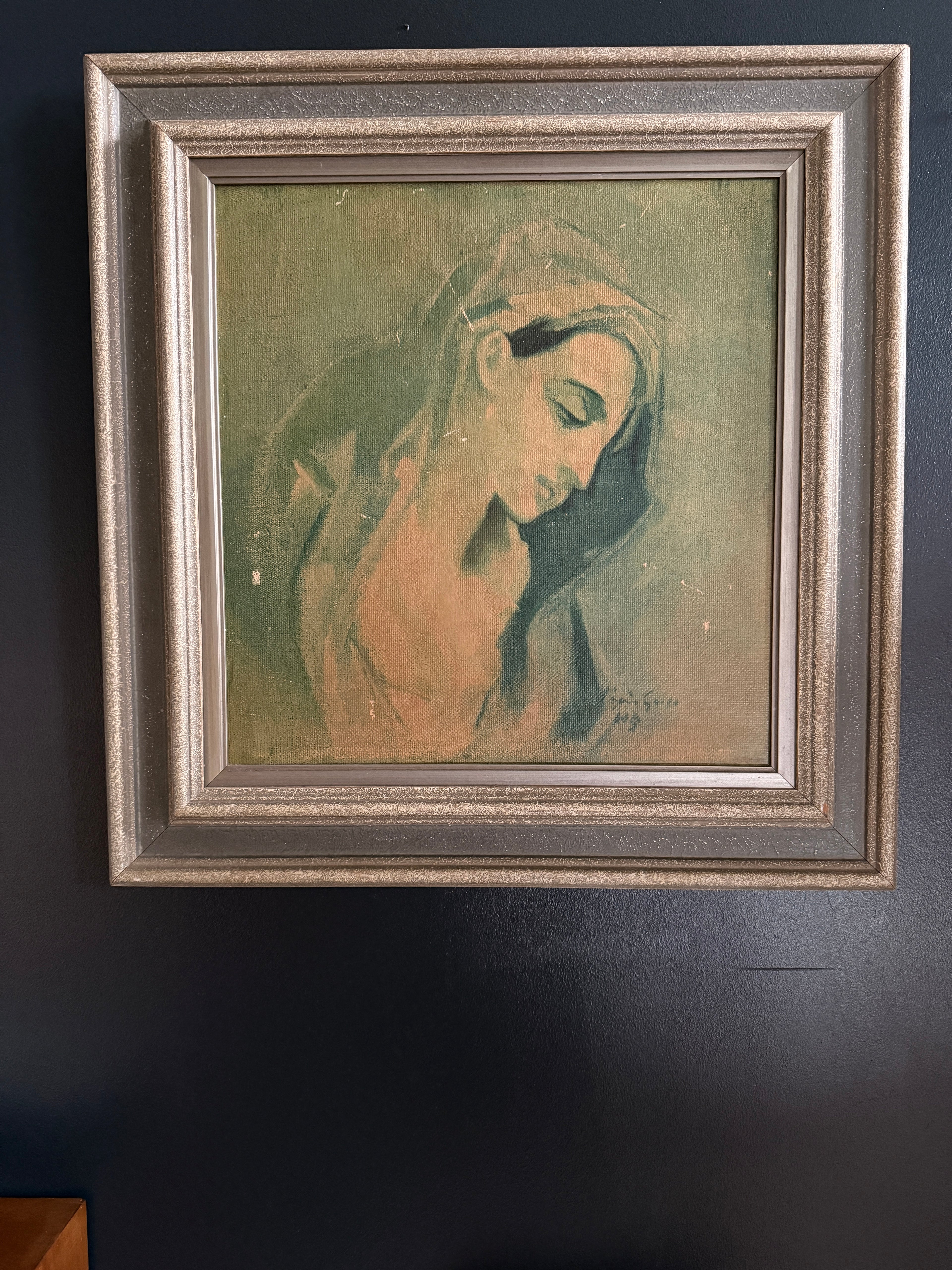 Jäljennös Helene Schjerfbeckin taulusta "Sininen madonna El Grecon mukaan"