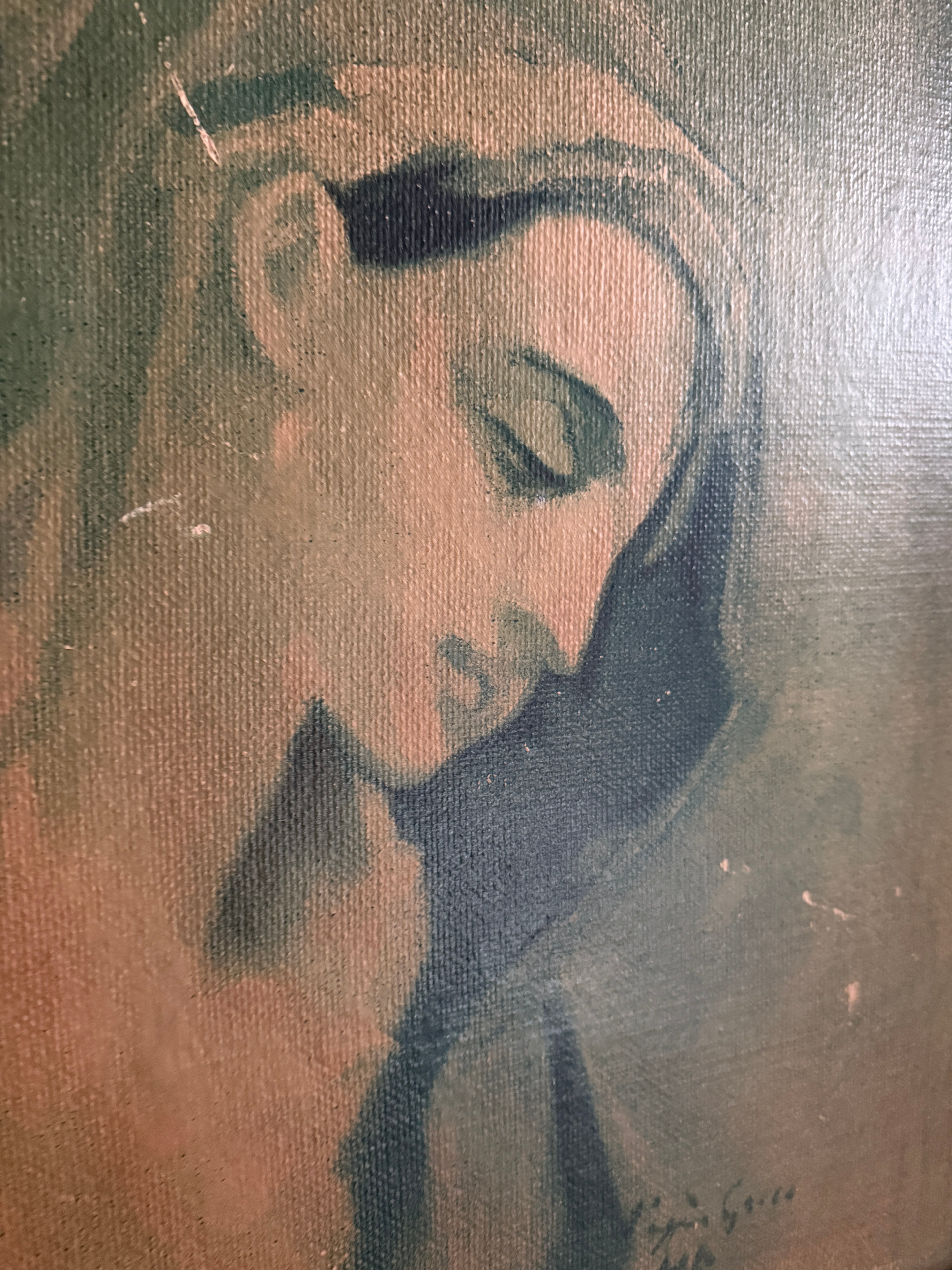 Jäljennös Helene Schjerfbeckin taulusta "Sininen madonna El Grecon mukaan"