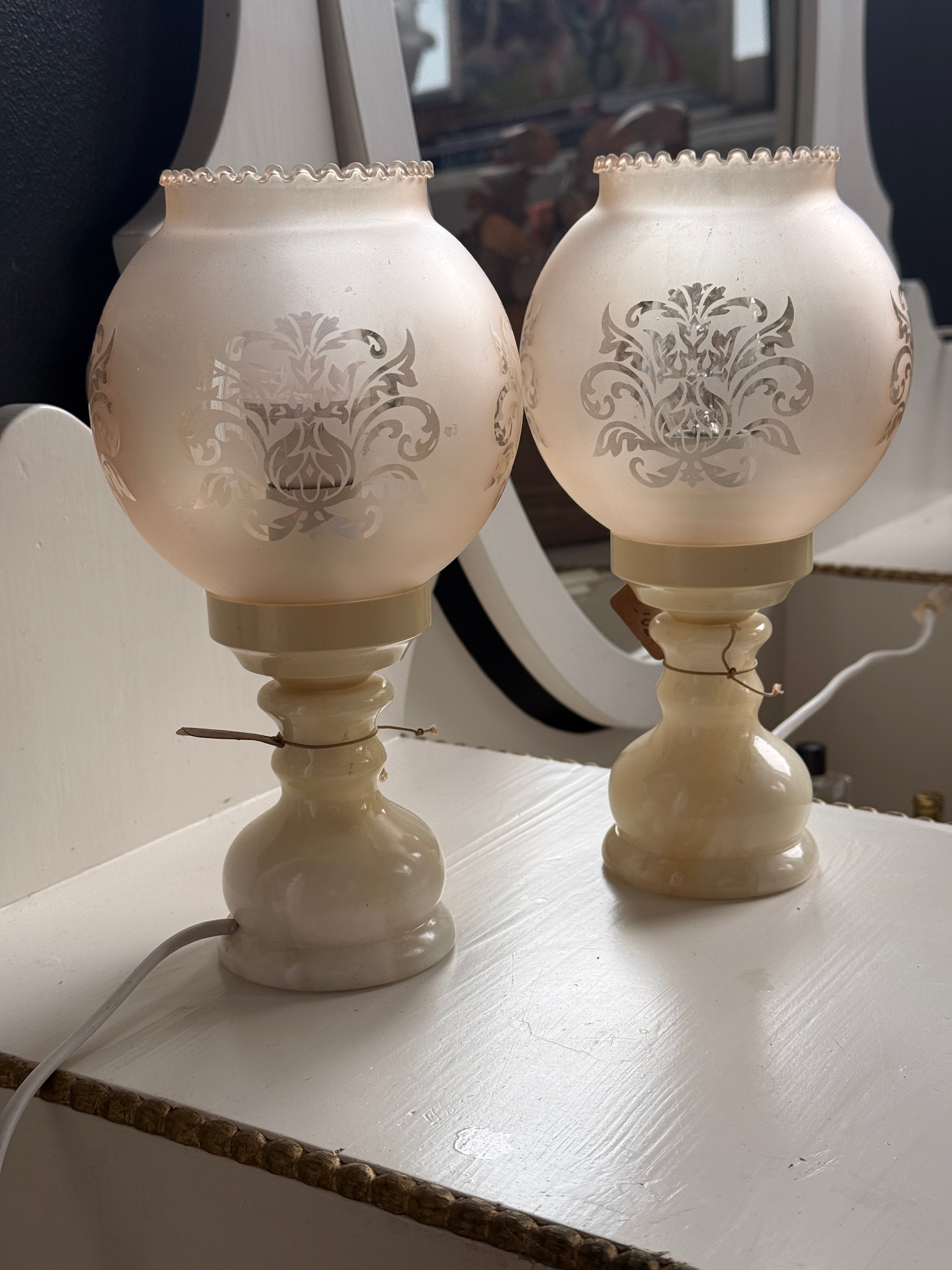 Vintage-pöytävalaisin huurrelasi (pari)