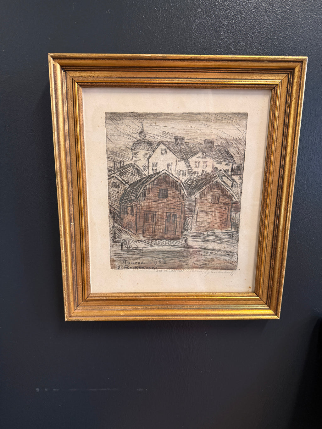 Jalmari Ruokokoski – signeerattu etsaus "Porvoo" (1923)